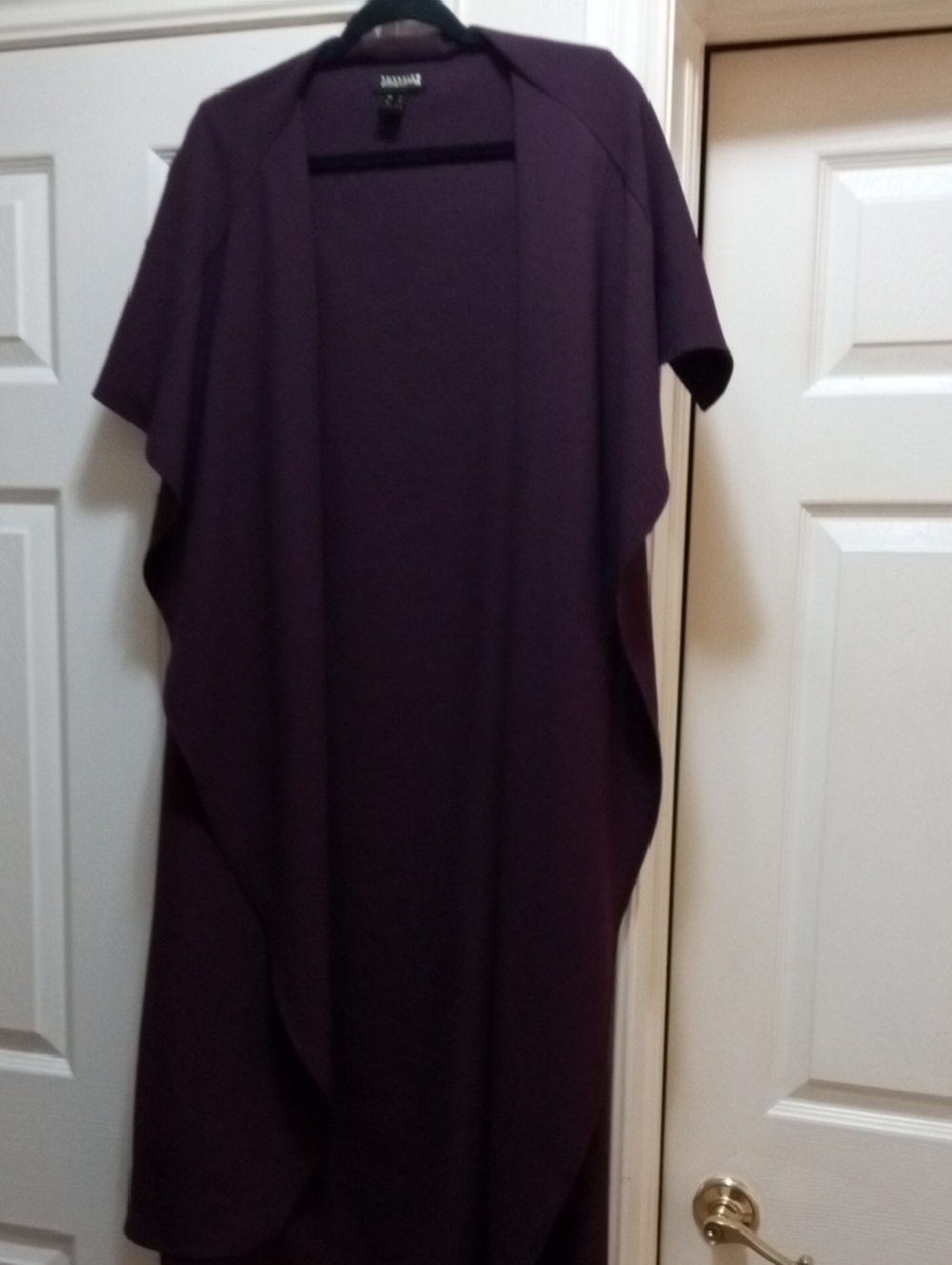 Revamped Deep Plum Draped Open Front Cardigan Sleeveless